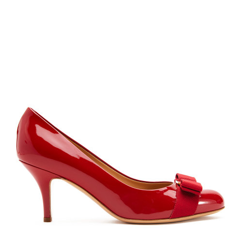 Salvatore Ferragamo/菲拉格慕 VARA蝴蝶結(jié)漆皮高跟鞋 紅色 女士高跟鞋