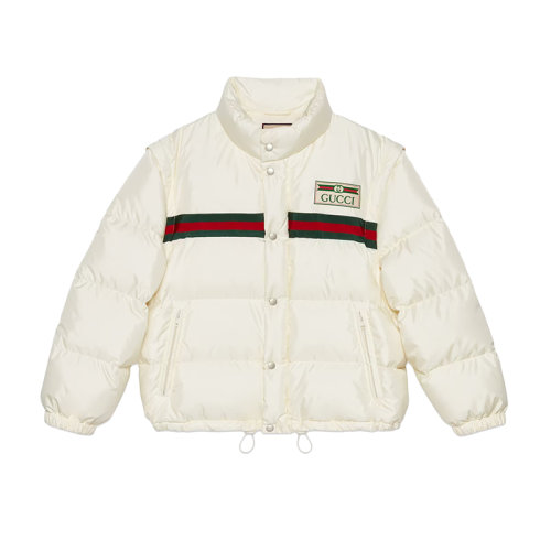 GUCCI/古馳 22年秋冬新款 女士白色尼龍絲緞夾棉飛行員夾克683216Z8AQX9133