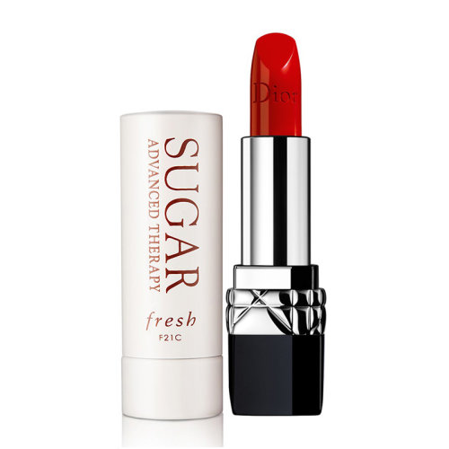 Fresh/馥蕾詩(shī)澄糖豐盈臻潤(rùn)護(hù)唇膏4.3g+克麗絲汀迪奧烈艷藍(lán)金唇膏999（新）3g