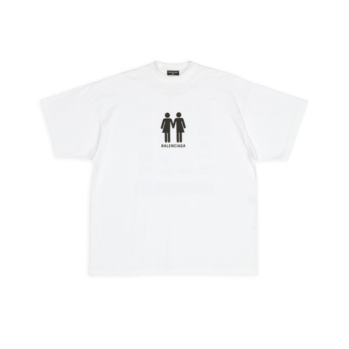 Balenciaga/巴黎世家 22年秋冬新款 PRIDE 22系列 男女同款白色純棉圖案印花oversize短袖T恤694576TMVO20904
