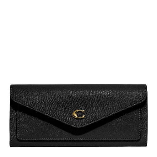 COACH/蔻馳【專(zhuān)柜款】Wyn系列女士純色橫紋皮革經(jīng)典C字母徽標(biāo)裝飾翻蓋按扣開(kāi)合長(zhǎng)款錢(qián)夾錢(qián)包卡包手拿包女包 C2326 多色可選