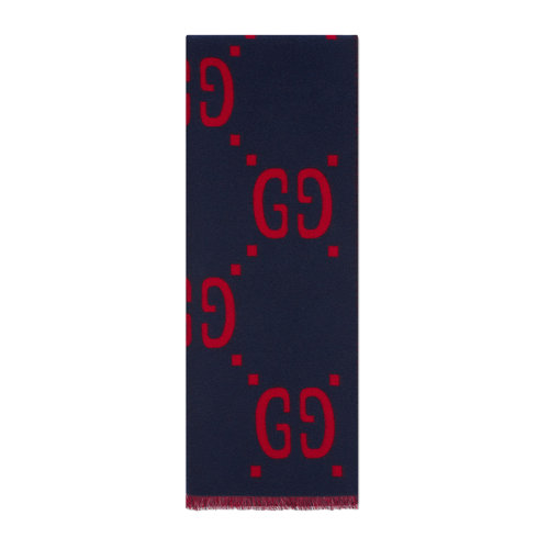 GUCCI/古馳 經(jīng)典款 男女同款GG羊毛桑蠶絲提花圍巾4955924G3504074