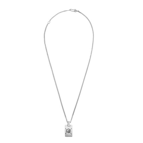 GUCCI/古馳 經(jīng)典Ghost系列 925銀印花方形吊牌吊墜項(xiàng)鏈455315J84000701