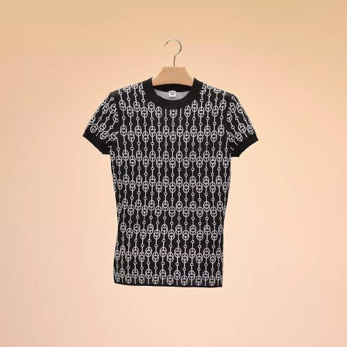  HERMES愛(ài)馬仕 22年秋冬 女士 針織衫 Pull manches courtes motif ??Cliquetis?? H2E2601D