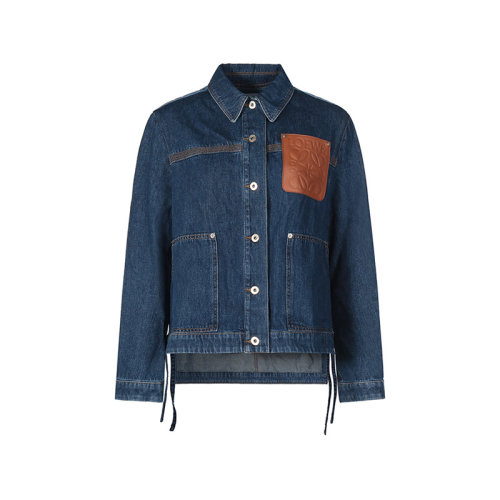 LOEWE/羅意威 【22春夏新款】 女士棉質(zhì)寬松版牛仔服工裝外套 S359Y50X06