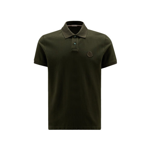 Moncler/蒙克萊 22年秋冬新款 男士軍綠色純棉徽標(biāo)貼片短袖polo衫H20918A000058455695N