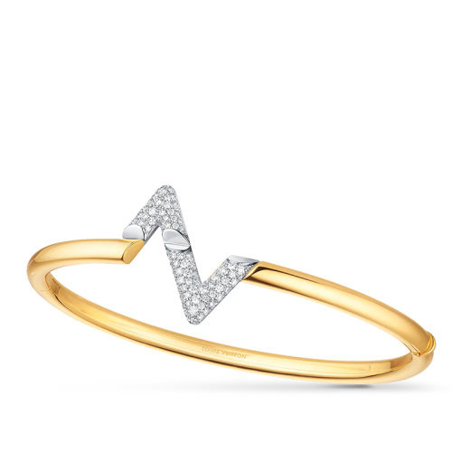 Louis Vuitton/路易威登 LV VOLT系列 經(jīng)典款18k金黃金白金鉆石手鐲Q95980