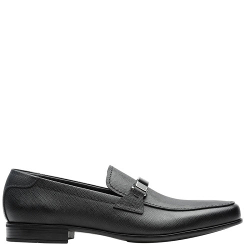 PRADA/普拉達(dá)  Saffiano系列 男士黑色皮革樂福鞋2DC215_053_F0002_F_G000