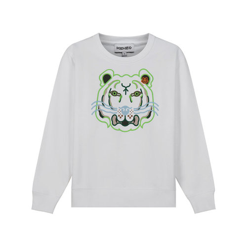 KENZO/高田賢三【22春夏新款】女士棉質(zhì)K-Tiger薄絨款圓領(lǐng)長(zhǎng)袖衛(wèi)衣運(yùn)動(dòng)衫虎頭圖案 2SW845 4MO