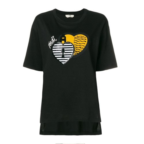  FENDI/芬迪 女士黑色棉質(zhì)短袖T恤 FAF077 A47N F0GME PLFSX