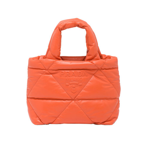 PRADA/普拉達(dá) 22新款 女士橙色絎縫納帕皮革拆卸調(diào)節(jié)肩帶金屬飾品字母徽標(biāo)手提斜挎托特包1BG434_2DYI_F0049_V_XAO