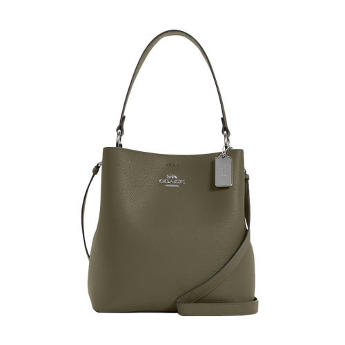 COACH/蔻馳 女包 皮革手提單肩斜跨包 墨綠色91122