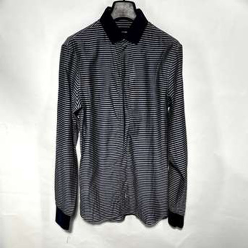 Emporio Armani/安普里奧阿瑪尼 灰藍(lán)條紋男士長袖襯衫