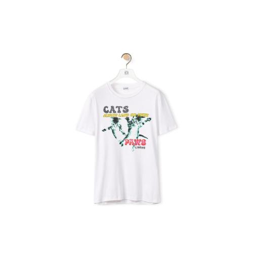  LOEWE羅意威 22年秋冬 男士 短袖T恤 Cat print T-shirt in cotton H526Y22X42-2100