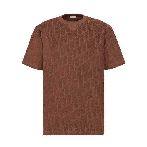 DIOR/迪奧 22年早春新款 男士棕色純棉毛巾布提花老花T恤113J692A0614_C777