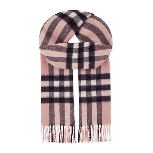 BURBERRY/博柏利 【20春夏新款】女士玫瑰色羊絨經(jīng)典格紋流蘇圍巾圍脖 3994133