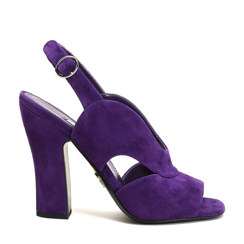 PRADA/普拉達(dá) 女士絨面皮革涼鞋高跟鞋 1X890L 008 F 105