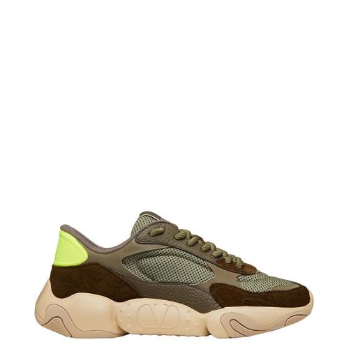 Valentino/華倫天奴 22年早春新款 Garavani Bubbleback系列 男士軍綠色/棕色網(wǎng)眼拼麂皮運動鞋XY2S0F08KNZU86
