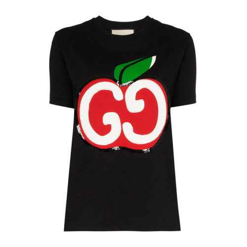 GUCCI/古馳  女裝 服飾 圓領(lǐng) 棉質(zhì)經(jīng)典款半袖 女士短袖T恤 580762蘋果雙G