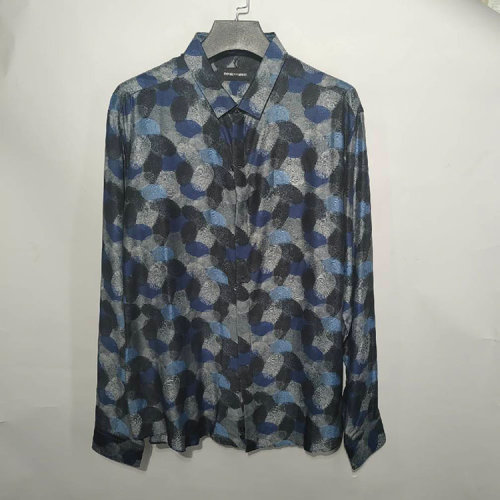 Emporio Armani/安普里奧阿瑪尼  男士藍灰色圖案長袖襯（尺碼190/120B）