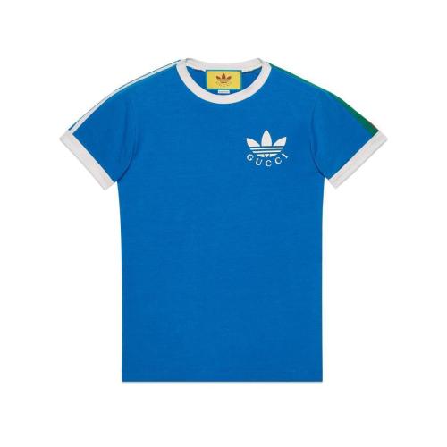  GUCCI古馳 22年秋冬 男士 adidas x Gucci聯(lián)名系列Trefoil印花T恤 691637 XJEKL 4744