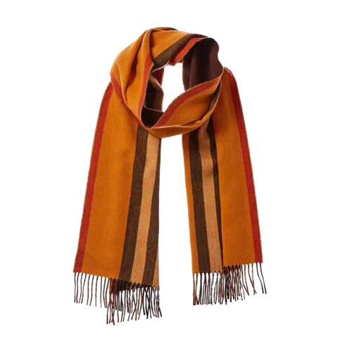BURBERRY/博柏利 桔色條紋女士羊絨圍巾