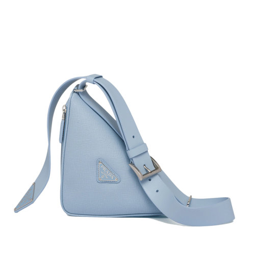 PRADA/普拉達 經(jīng)典款 男士天藍色Saffiano皮革三角形拉鏈開合手提單肩香蕉包腰包2VL039_2FAD_F0076_V_OOO