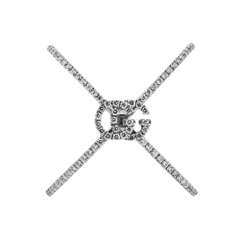 GUCCI/古馳 GG Running 18k金白金鑲有鉆石雙G細(xì)節(jié)十字戒指 581978J85409066