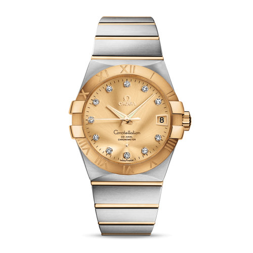 OMEGA/歐米茄 星座系列 精鋼 18K金 鉆石刻度 自動機(jī)械 男士腕表 123.20.38.21.58.001