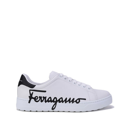 Salvatore Ferragamo/菲拉格慕  男士皮革系帶休閑運(yùn)動鞋板鞋小白鞋LOGO圖案 0747219