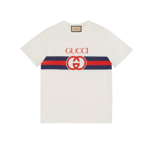  GUCCI古馳 22年秋冬 男士 互扣式雙G棉質(zhì)T恤 548334 XJET1 9095