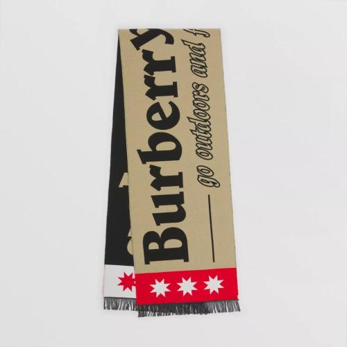  BURBERRY 22年秋冬 女士 徽標(biāo)提花絲毛混紡圍巾 80496591