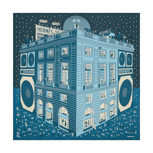 HERMES/愛馬仕 22年早春新款 Carré H 100 Faubourg Party系列 男士拼色羊絨真絲混紡圍巾H103808T06