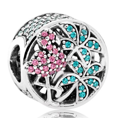 PANDORA/潘多拉 女士多色雨林火烈鳥925銀串飾  792117CZS