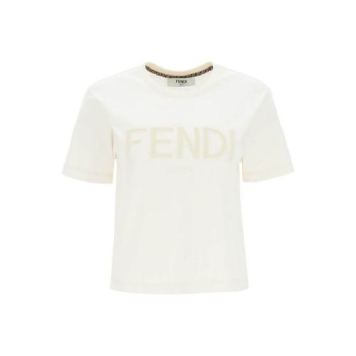  FENDI/芬迪 女士白色棉質(zhì)短袖T恤 FS7389 AJ0V F1FLE PLFSX