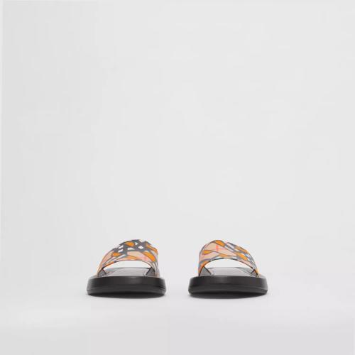  BURBERRY 22年秋冬 女士 專屬標(biāo)識印花棉麻帆布拖鞋 80561881