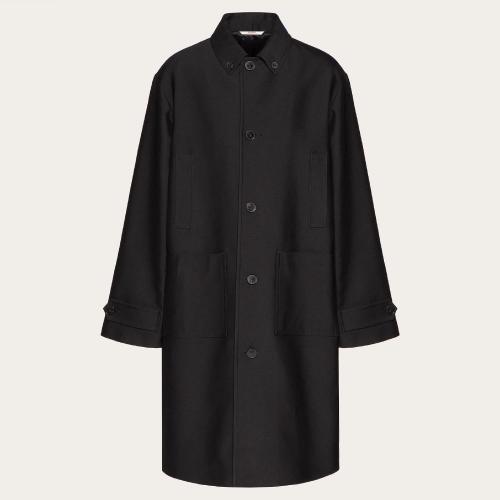 VALENTINO華倫天奴 22年秋冬 男士 大衣 MANTEAU DROIT EN LAINE ET COTON XV0CAF508E90NO