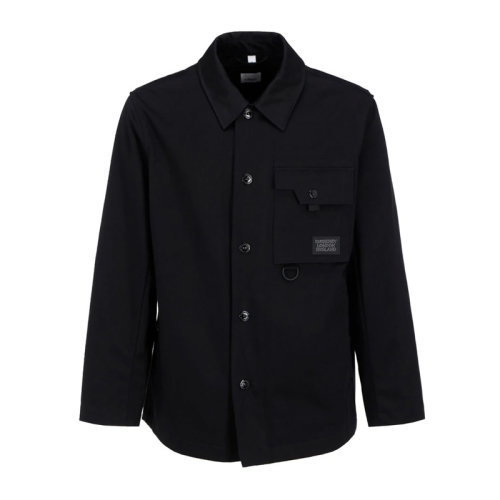 BURBERRY/博柏利 男士黑色聚酰胺徽標(biāo)貼花時(shí)尚英倫風(fēng)范夾克外套 80296011多