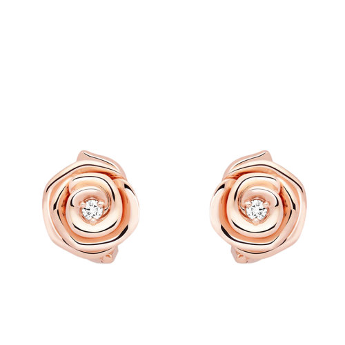 DIOR/迪奧 22春夏新款ROSE COUTURE系列 大號(hào)18k金玫瑰金鑲嵌鉆石耳環(huán)JRCO95005_0000