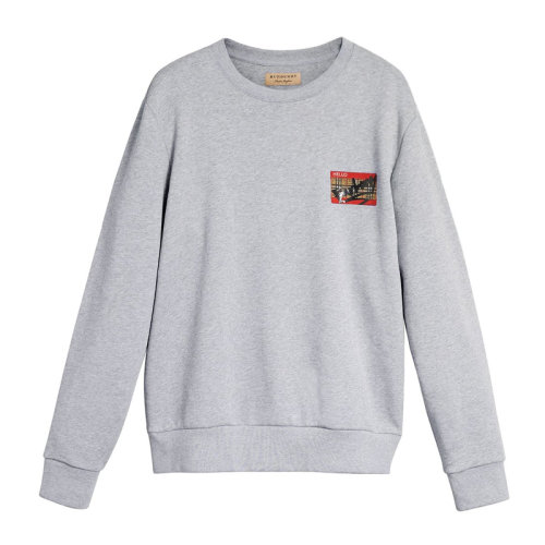 Burberry/博柏利 巴寶莉 男裝 服飾 灰色涂鴉印花棉質(zhì)套頭衫 圓領(lǐng)衛(wèi)衣 男衛(wèi)衣