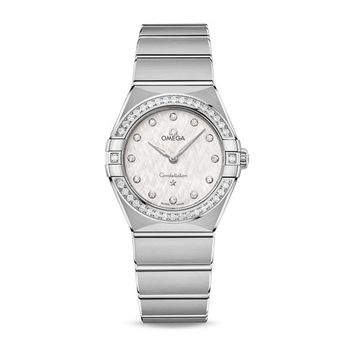 OMEGA/歐米茄 星座系列 精鋼 表圈鑲鉆 鉆石刻度 石英機(jī)芯 女士腕表 131.15.28.60.52.001