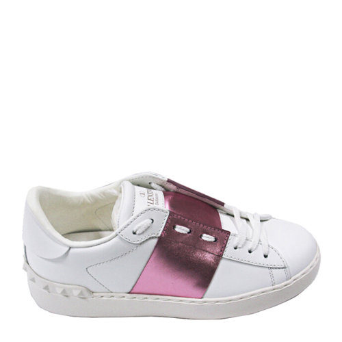 Valentino/華倫天奴 女士白色開放式金屬粉條紋運(yùn)動(dòng)板鞋 女士休閑運(yùn)動(dòng)鞋 SW2S0781-FLR-834