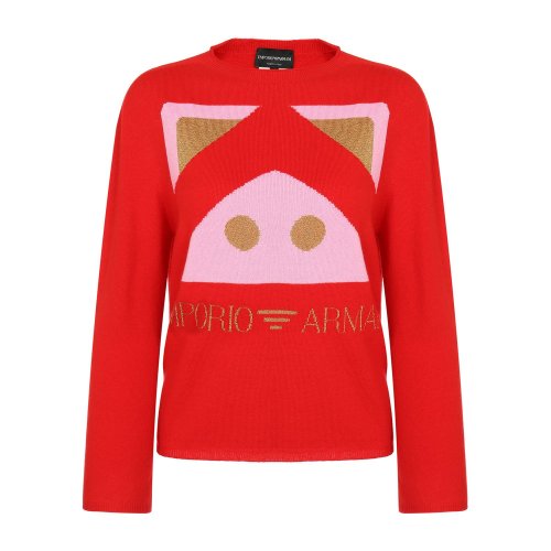 Emporio Armani/安普里奧阿瑪尼 紅色 女士中國膠囊系列套頭毛衣【中國限定】 3G2MWW-2M70Z-0334