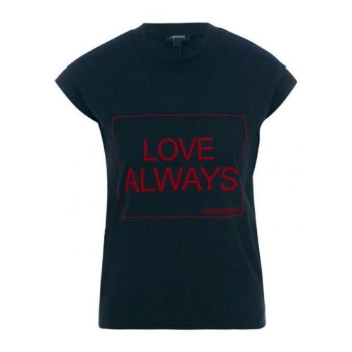  ARMANI JEANS/阿瑪尼牛仔 女士黑色棉質(zhì)短袖T恤 6Y5T24 5JABZ 1200 PLFSX