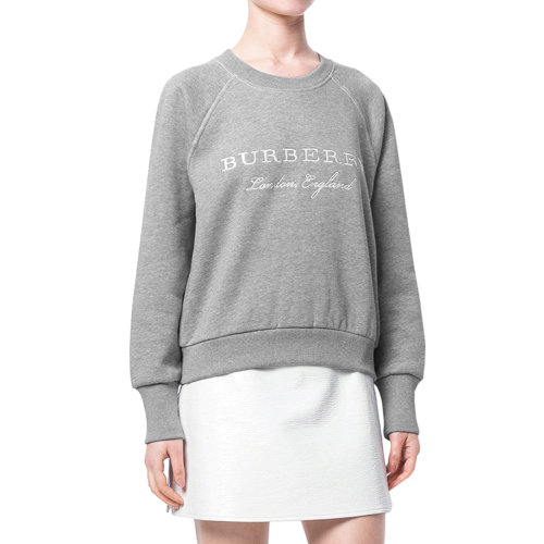 灰色圓領(lǐng)加絨女士衛(wèi)衣 BURBERRY/博柏利 巴寶莉 女裝 女衛(wèi)衣瑕疵特賣（陳列痕跡，不影響使用）