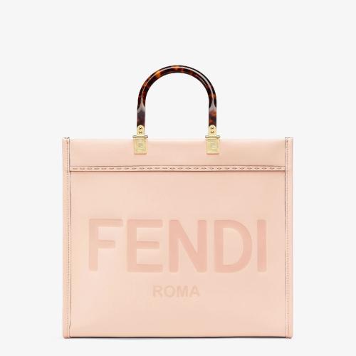  FENDI芬迪 22年秋冬 女士 手提包 淺粉色皮革手提袋 8BH386ABVLF14N1