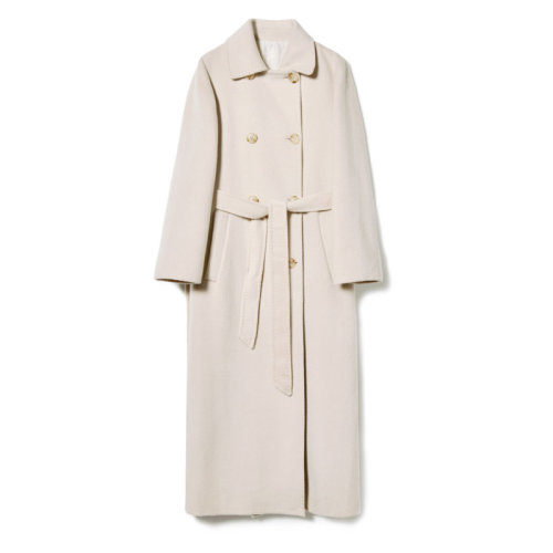 GeleiStory/GeleiStory秋冬新款氣質(zhì)通勤關(guān)門領(lǐng)腰帶雙排扣長款羊毛雙面呢大衣女士大衣