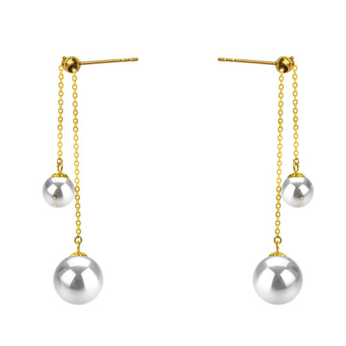 zhuella/珠艾樂 18k金雙珠耳環(huán)耳釘耳飾 日本akoya海水珠