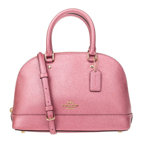 COACH/蔻馳 女士珠光粉牛皮小號貝殼包單肩斜挎手提包 dF32019