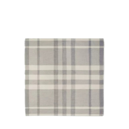 BURBERRY/博柏利 22年秋冬新款 女士大號(hào)淺灰色羊絨面料標(biāo)志性格紋標(biāo)識(shí)飾牌方巾80561831